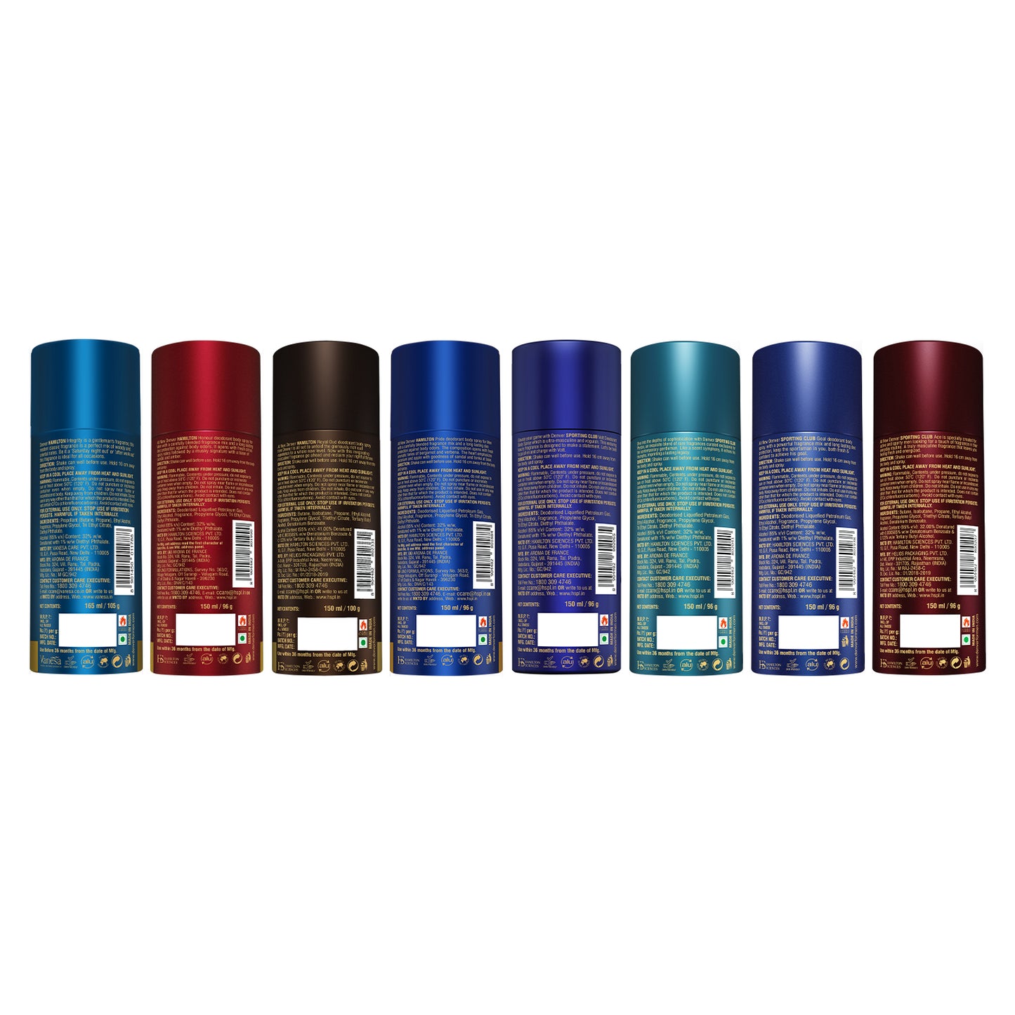 Denver Pack of 8 Deos (Volt+Pride+Integrity+Honour+Royal Oud+Goal+Ace+Champ) - 150/165ml