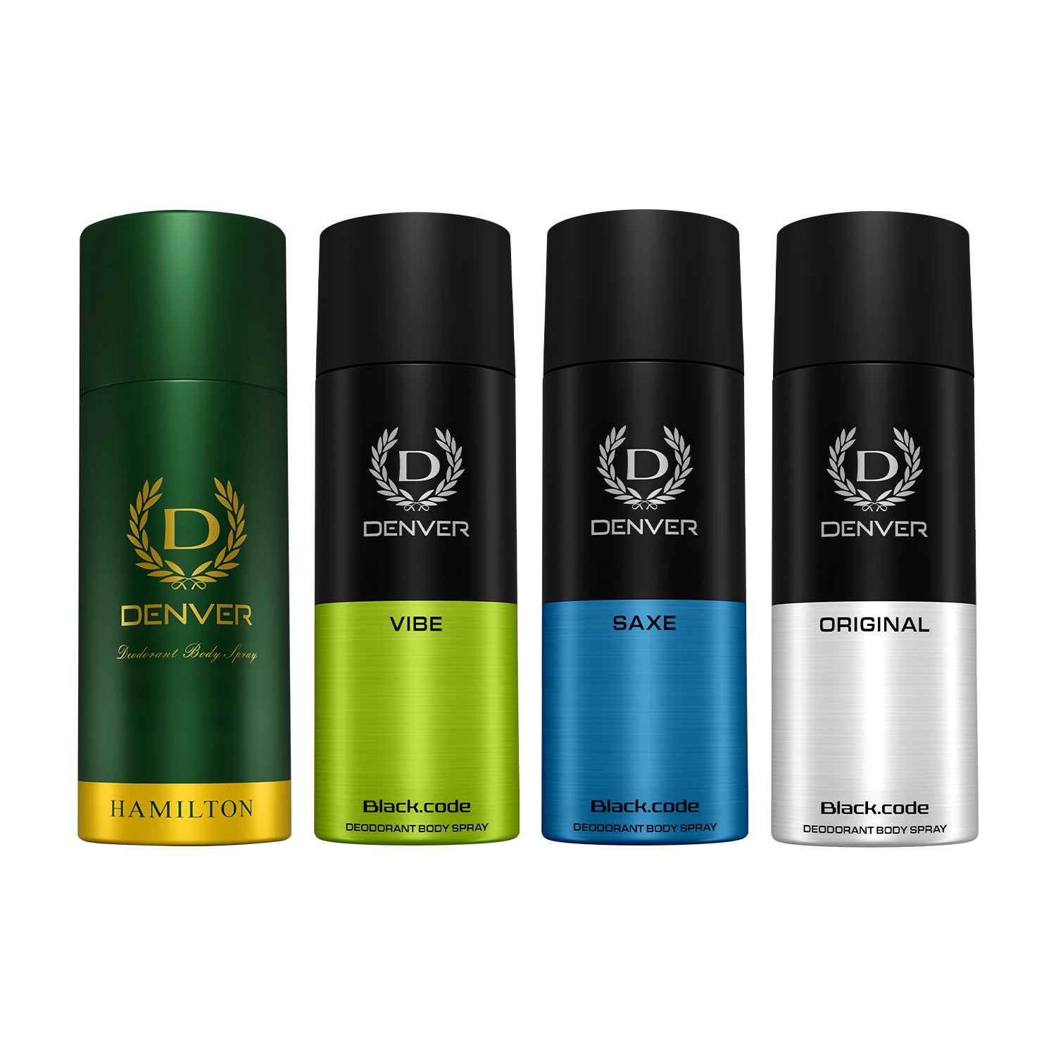 Pack of 5 Deos (Hamilton + Vibe + Saxe + Black Code Original) - 150ml Each