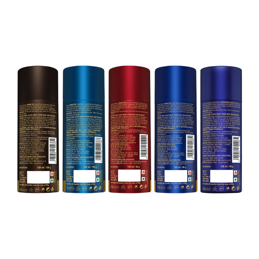 Denver Pack of 5 Deos (Volt + Honour + Integrity + Royal Oud + Pride) - 150/165ml Each