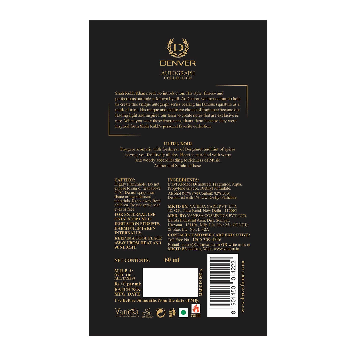 Ultra noir perfume 60ml Back Side