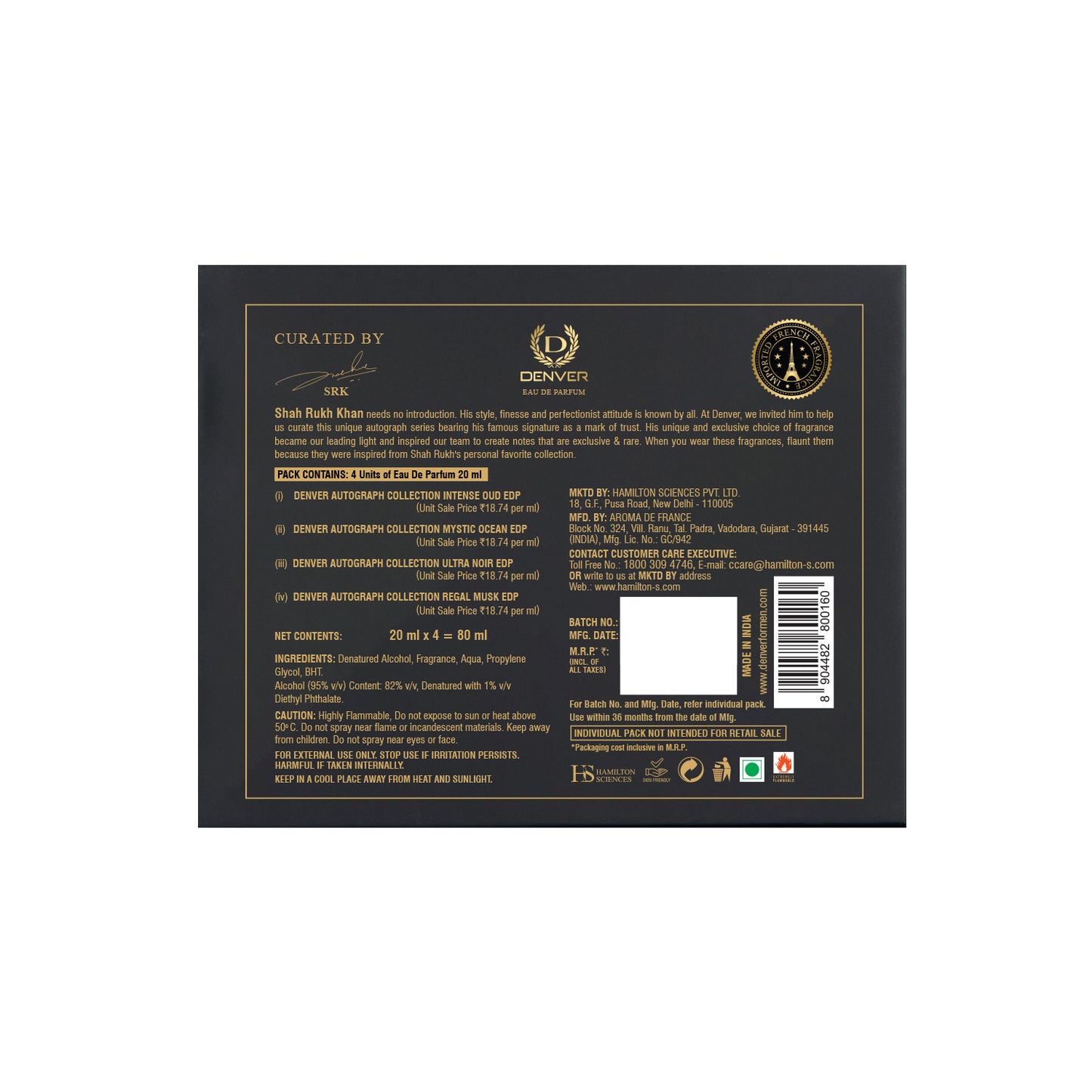 SRK Autograph Gift Set of 4 -20ml Back Image