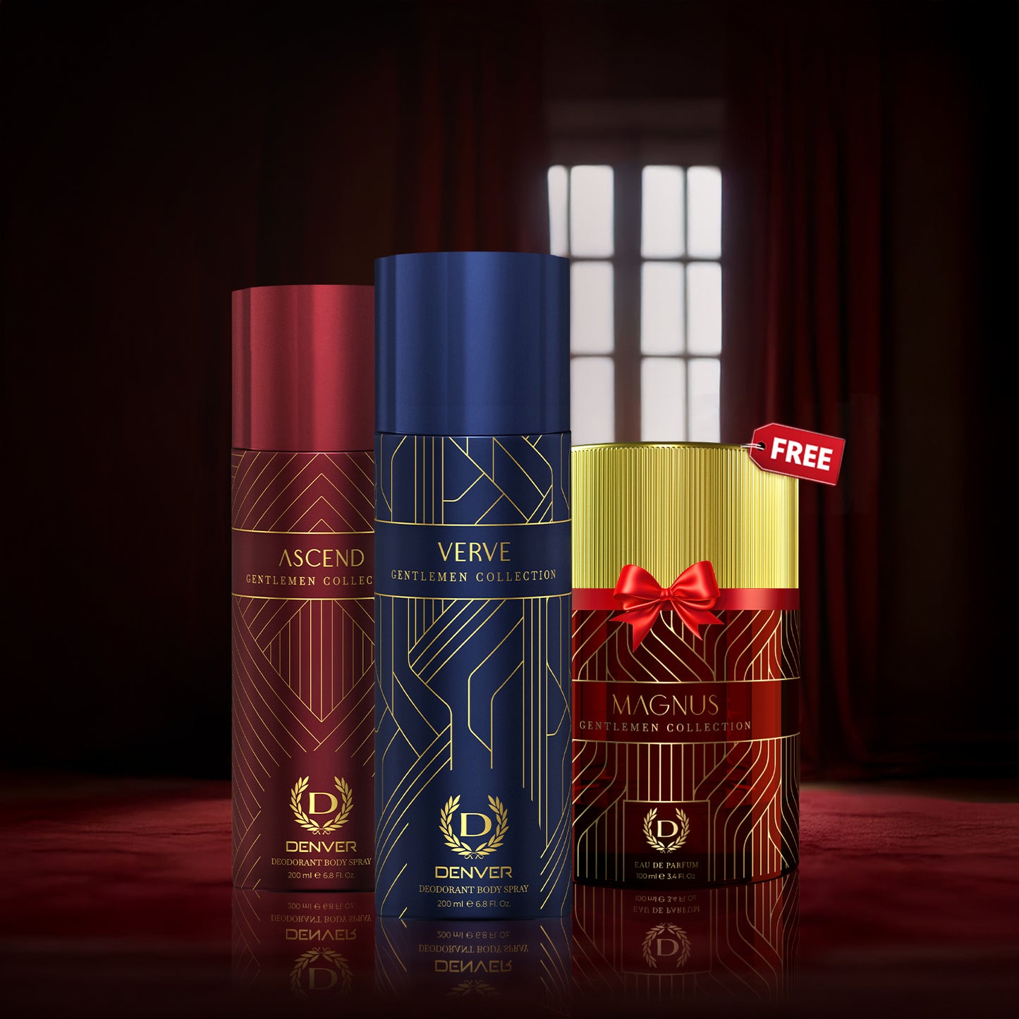 Denver Gentlemen Ascend & Verb Deos 200ml Each | Free Gentlemen Magnus Perfume 100ml