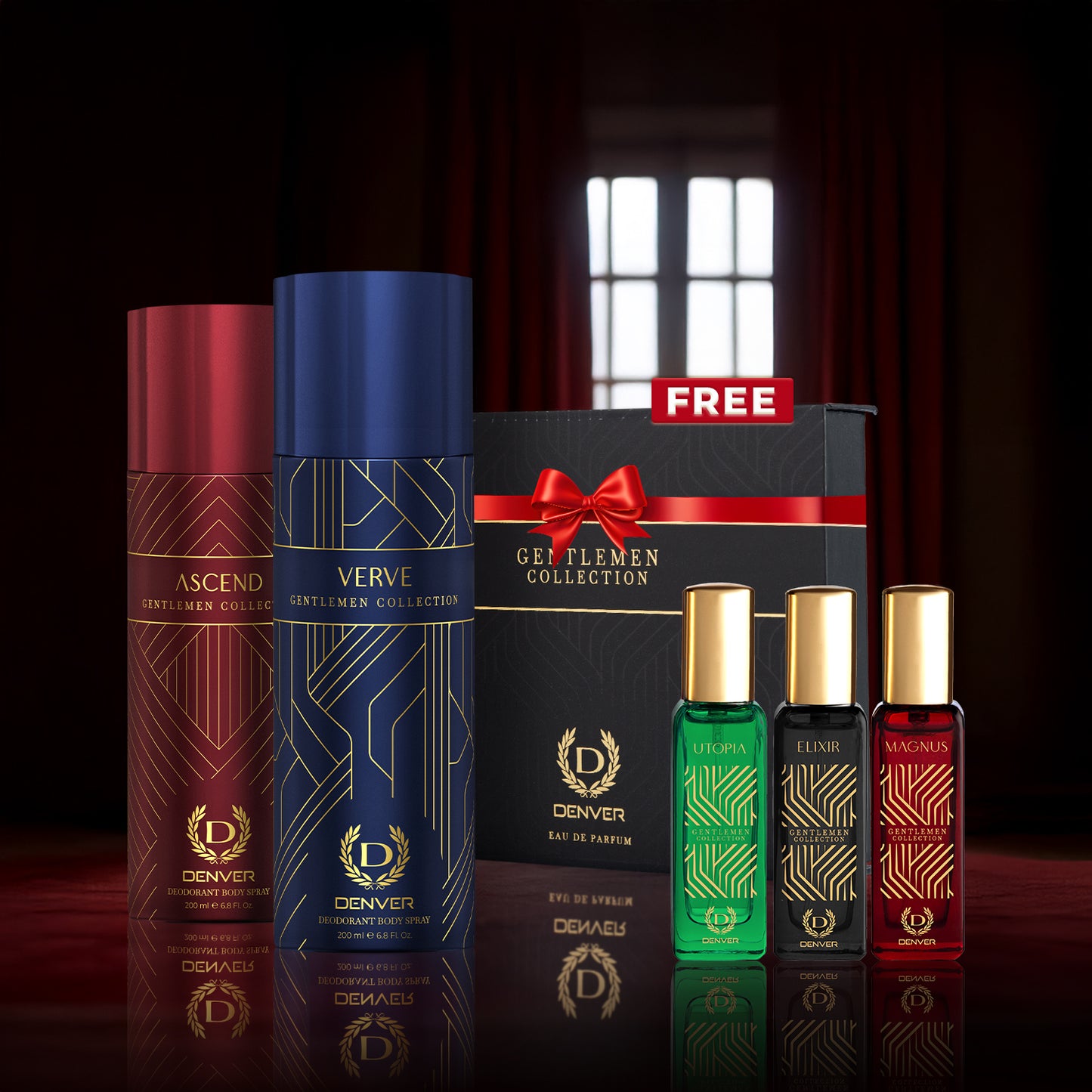 Denver Gentlemen Ascend & Verb Deos 200ml Each | Free Gentlemen Gift Set 20x3ml