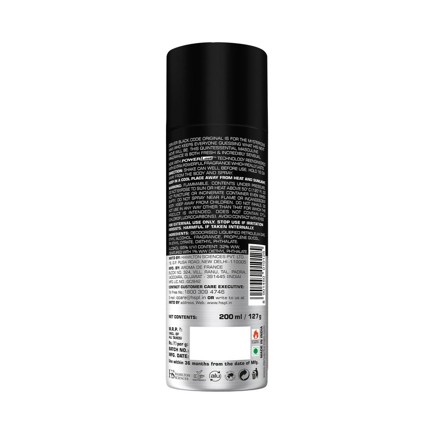 Black Code Original Deodorant 200ml - Back Image