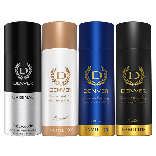 Pack of 4 Deos (Black Code Original + Imperial + Pride + Caliber) - 200ml Each