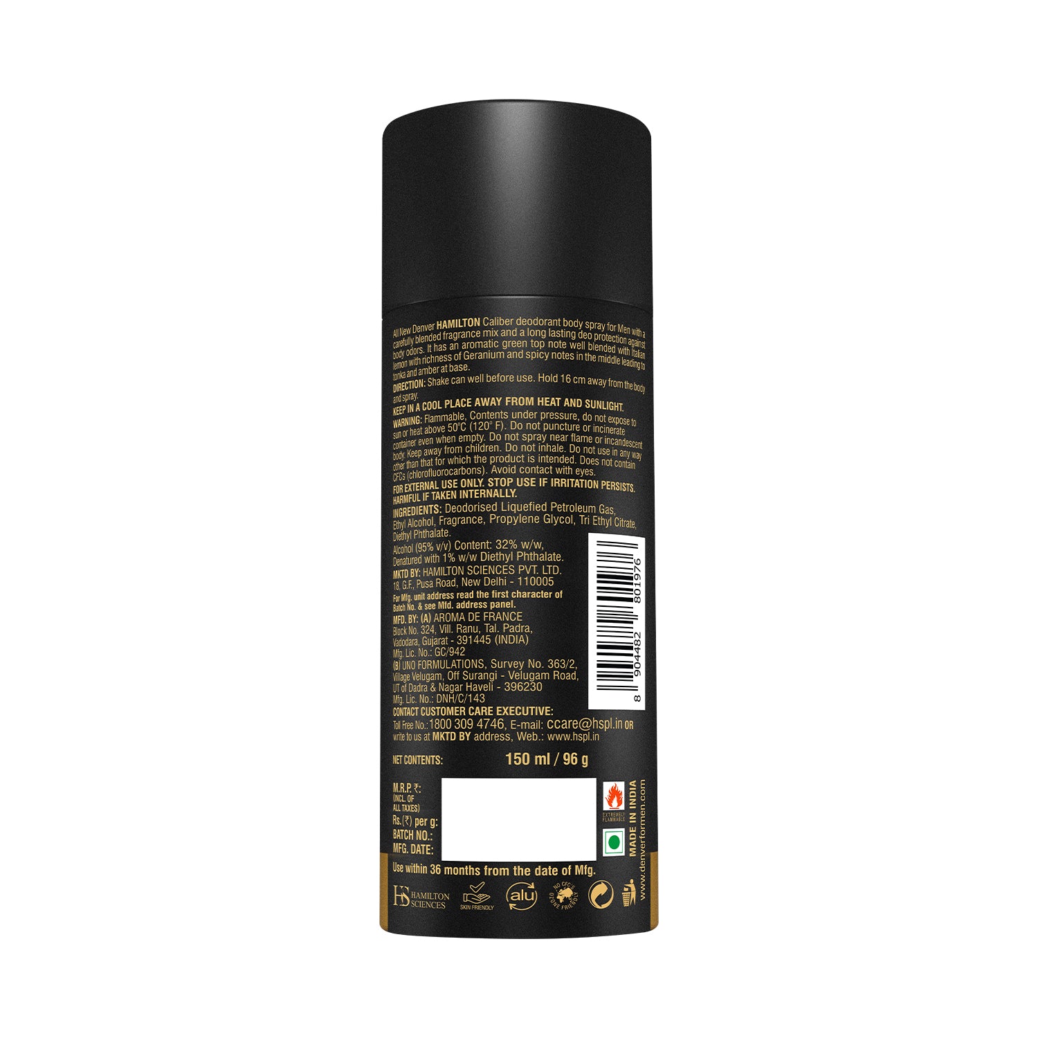Caliber Deodorant - 150ml - Back side