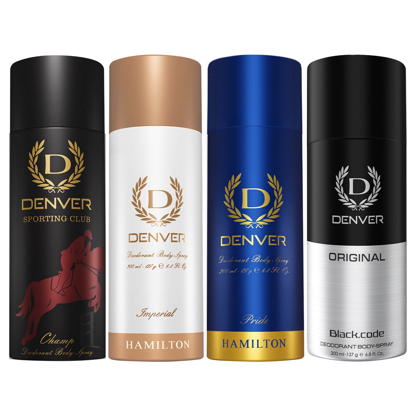 Pack of 4 Deos (Champ + Imperial + Pride + Black Code) - 200ml Each