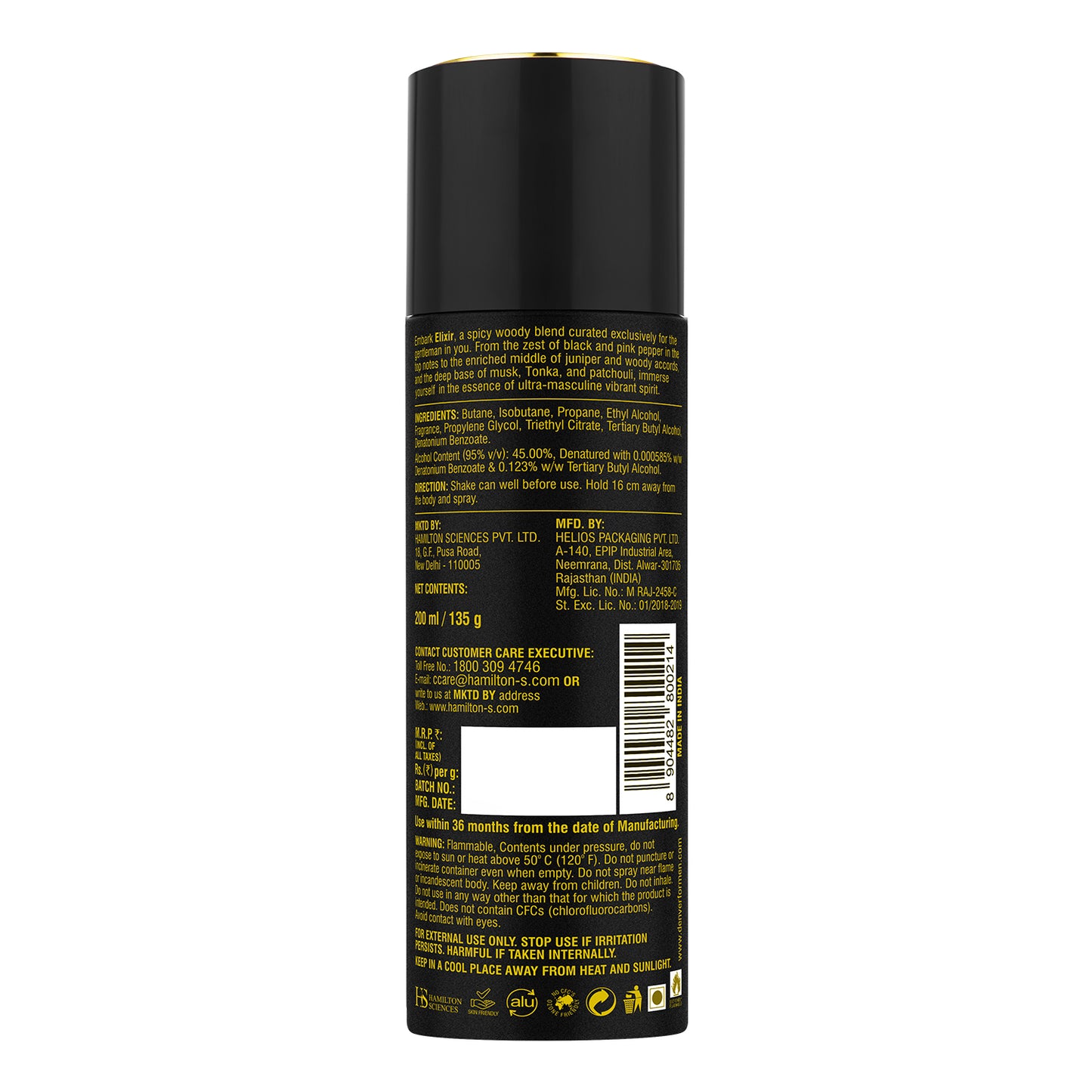 Gentlemen Elixir Deodorant - 200ml Back Side