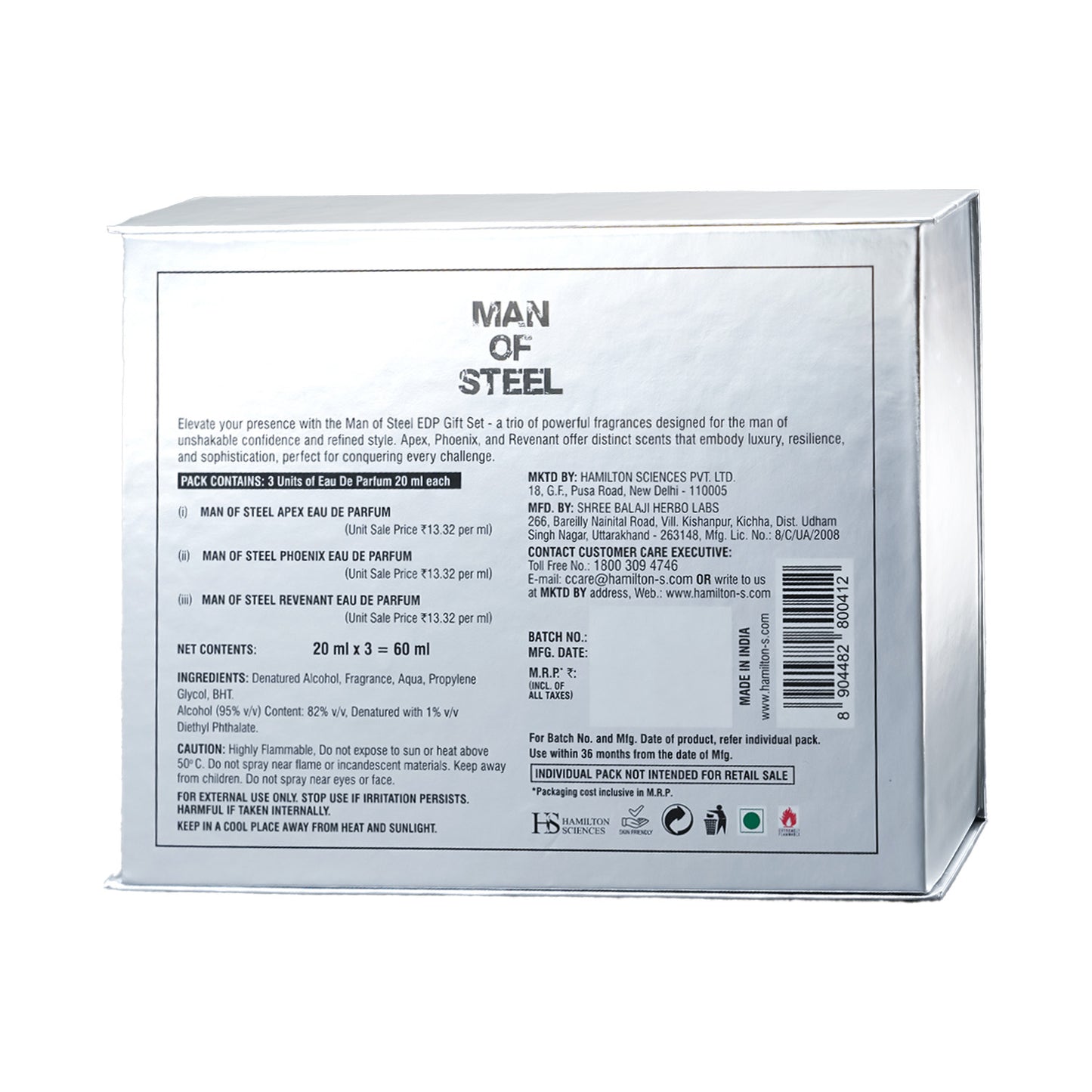 Man of Steel Exclusive Gift Set 3x20ml Back Side