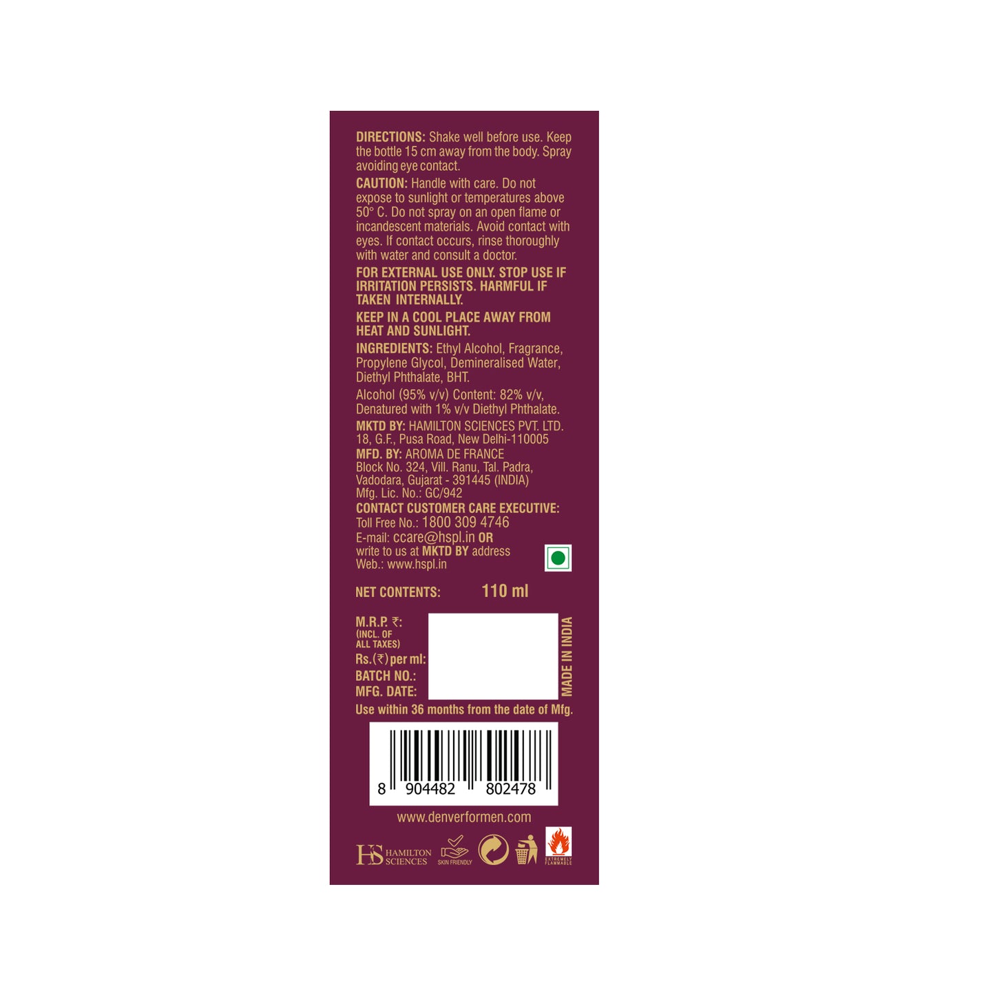 Denver Honour Perfume - 110ml