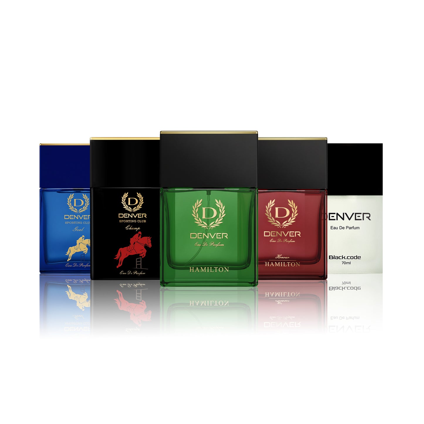 Denver Pack of 5 Perfumes (Hamilton + Black Code + Honour + Goal + Champ) - 70ml Each