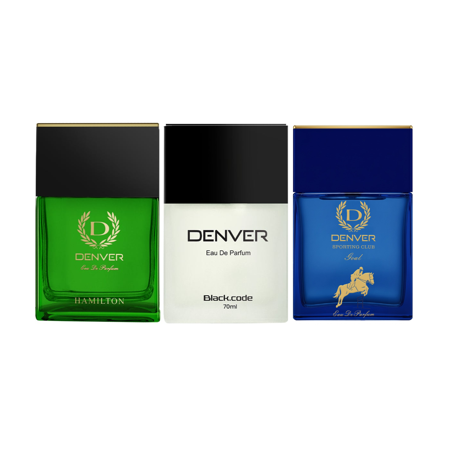 Pack of 3 Perfumes (Hamilton + Goal + Black Code) - 70ml Each | DENVER
