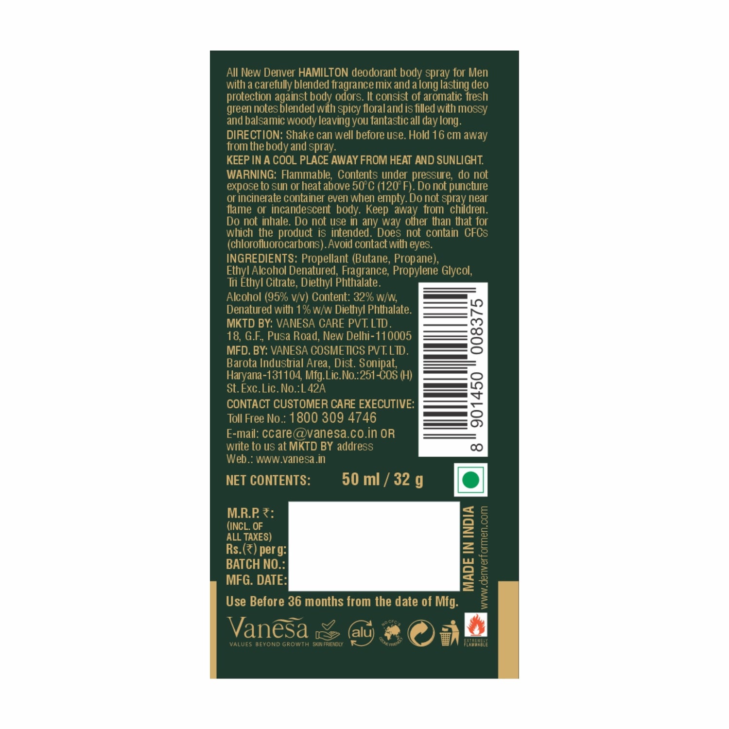 Hamilton perfume Back side