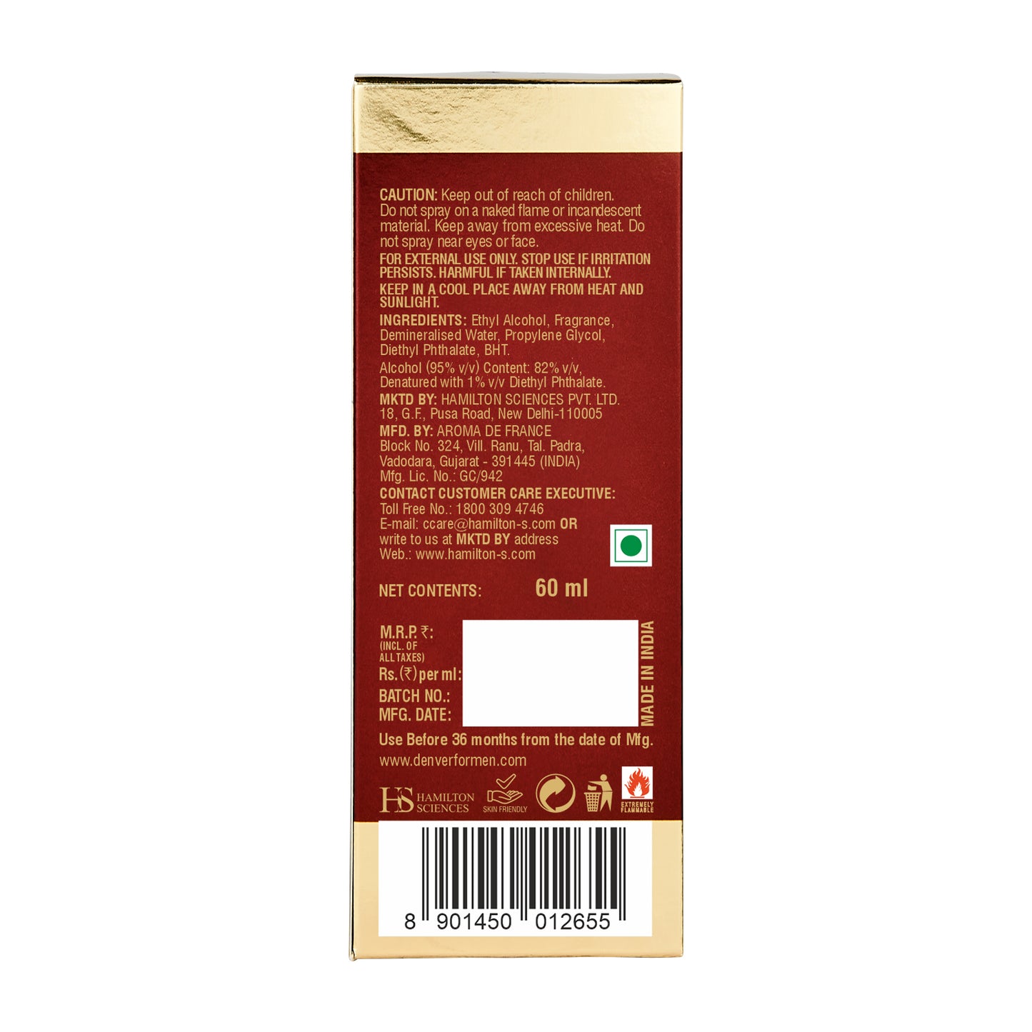 Denver Pack of 3 Honour Perfumes - 60ml Each