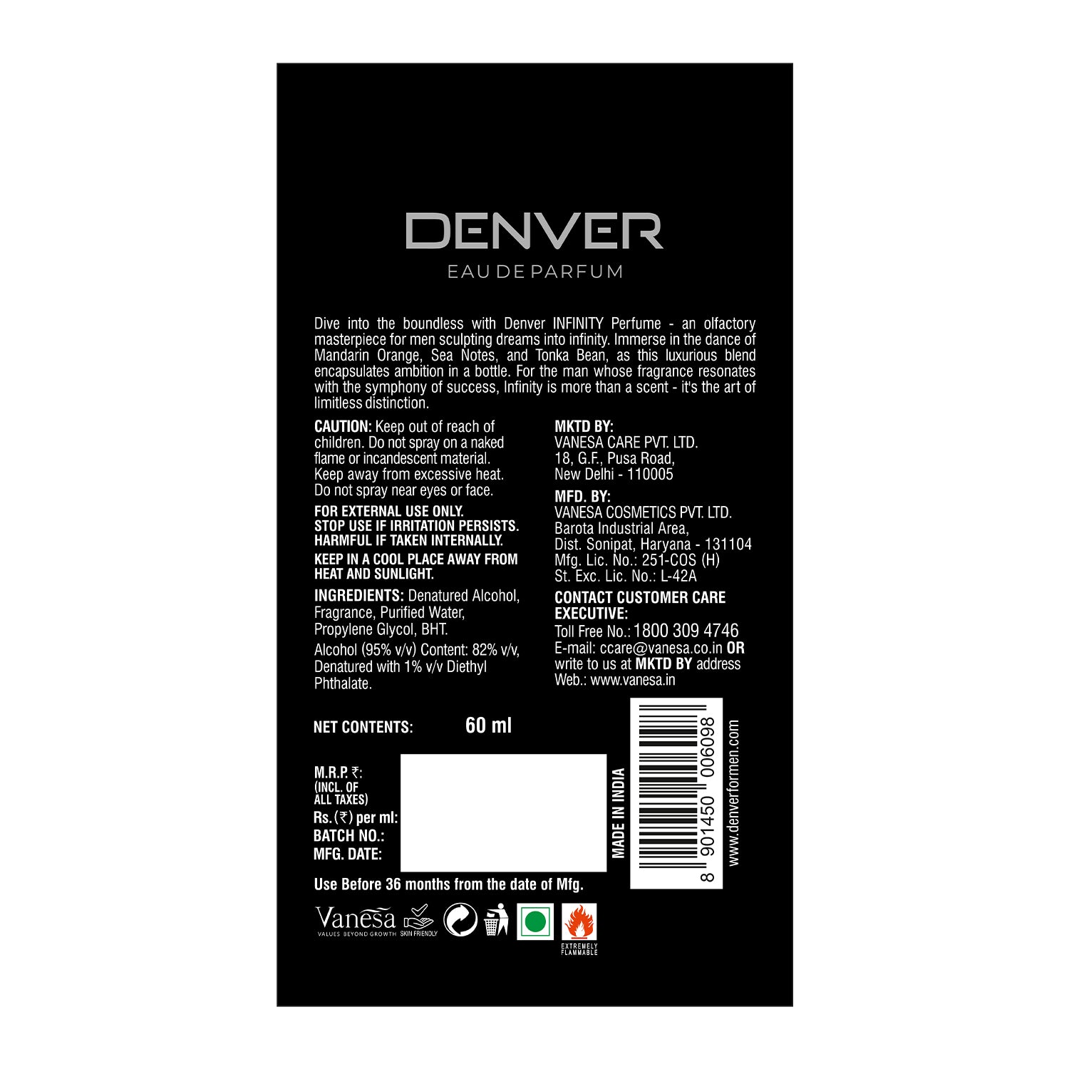 Superman Infinity Perfume 60ml - Back Side