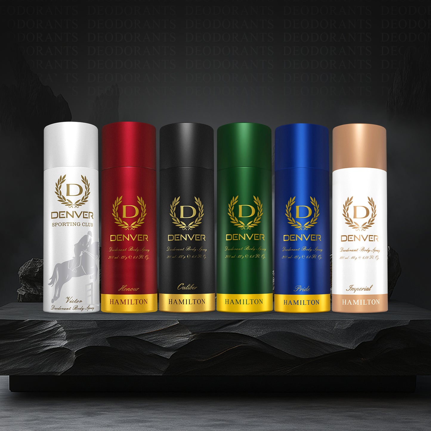 Denver Pack of 6 Deos (Imperial + Caliber + Honour + Hamilton + Pride + Victor) - 200ml Each