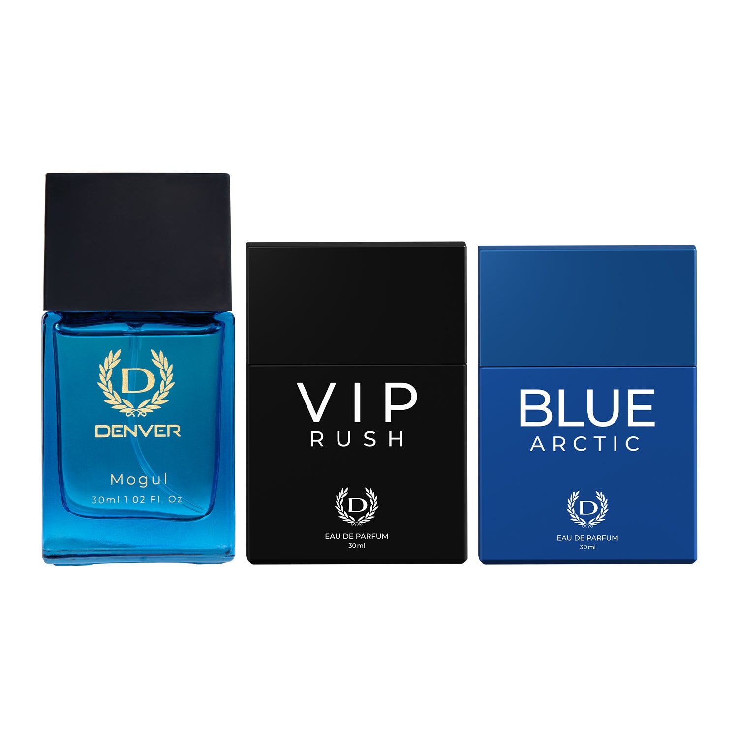 Pack of 3 Perfumes (Mogul + VIP Rush + Blue Arctic) - 30ml Each