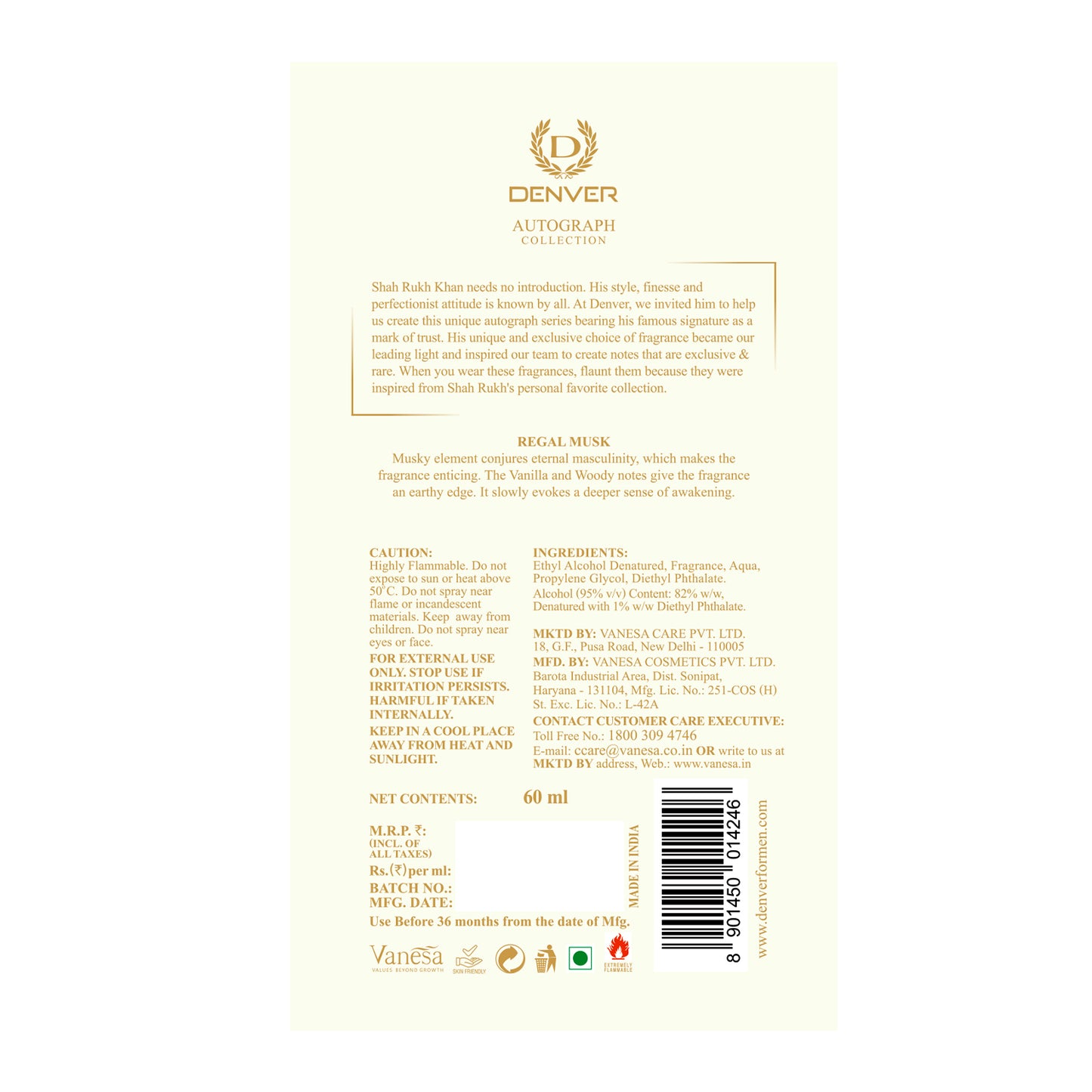 Regal Musk 60ml - Back Image