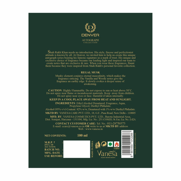 Denver Regal Musk Perfume back Side
