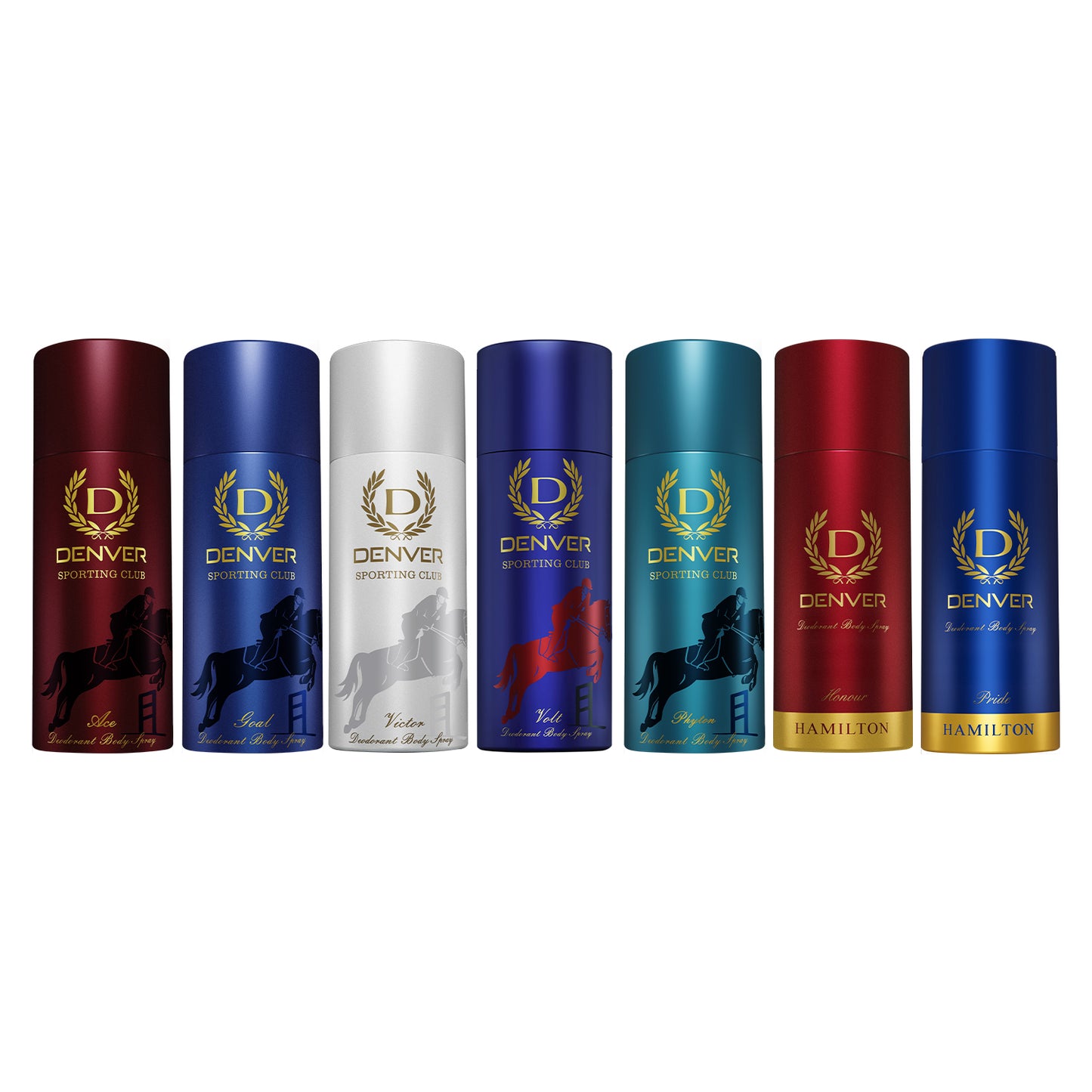 Denver Pack of 7 Deos (Pride + Victor + Honour + Goal + Ace + Volt + Phyton) - 150/165ml Each