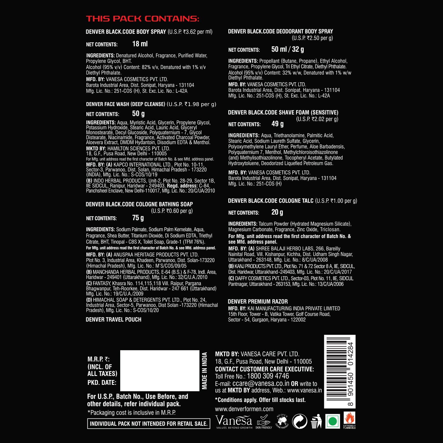 Denver black Code Pocket Perfume Back Side