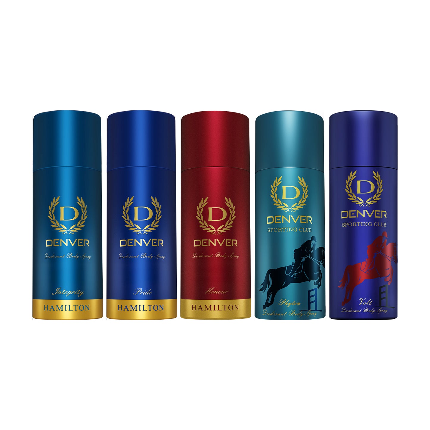 Denver Pack of 5 Deos (Volt + Honour + Phyton + Integrity + Pride) - 165ml Each