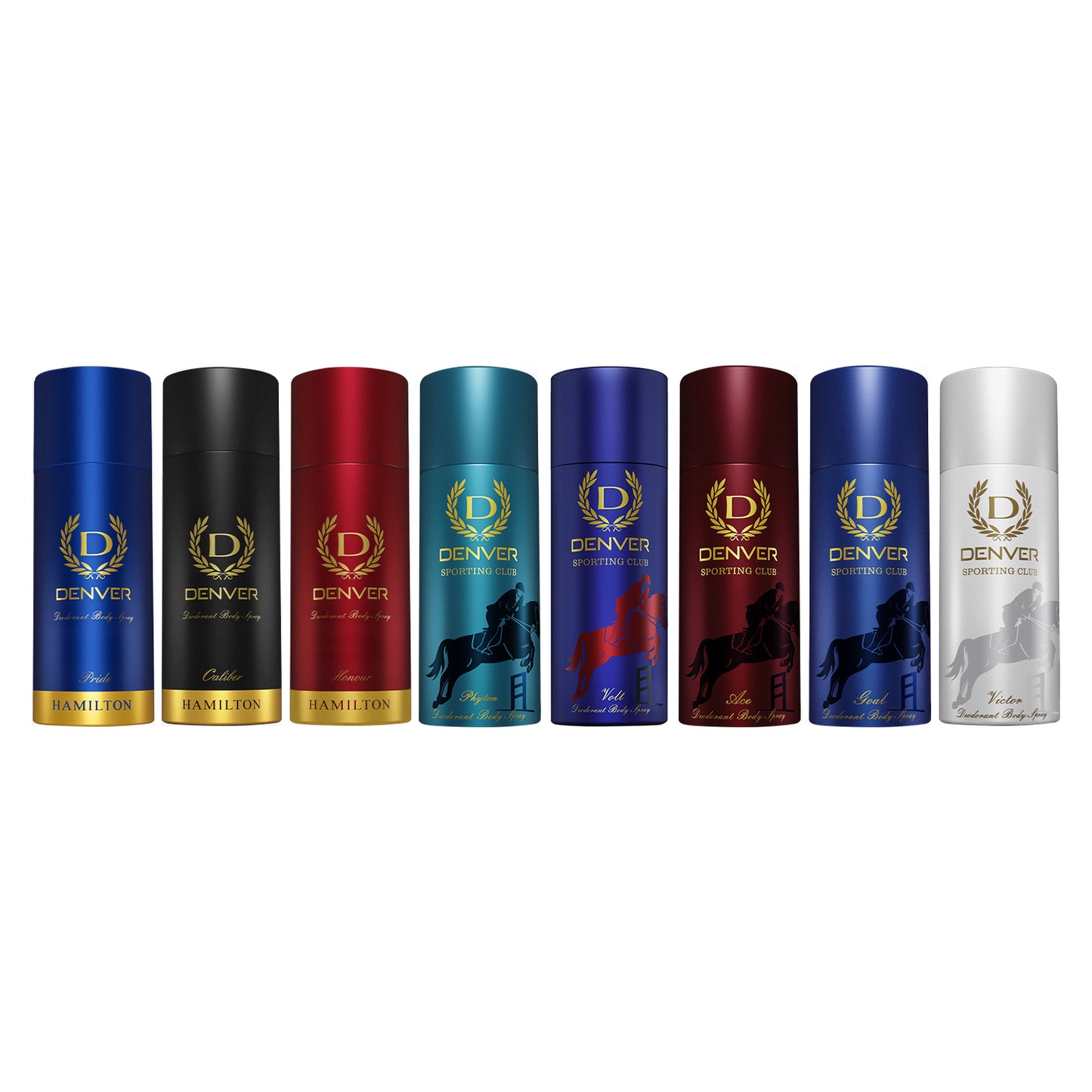 Denver Pack of 8 Deos (Volt + Pride + Caliber + Honour + Goal + Ace + Phyton + Victor) - 165ml Each