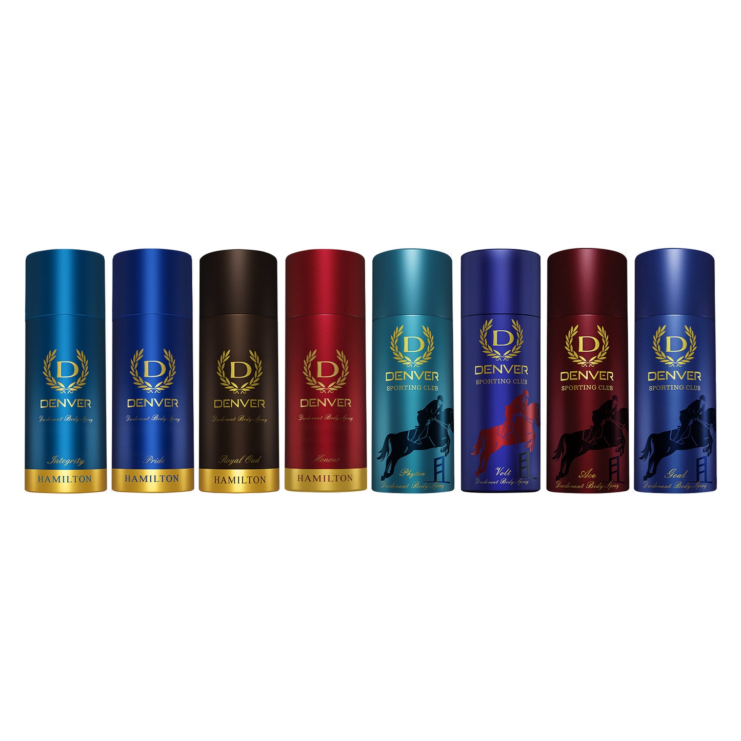 Denver Pack of 8 Deos (Phyton + Pride + Victor + Honour + Goal + Ace + Volt + Integrity) - 150/165ml Each
