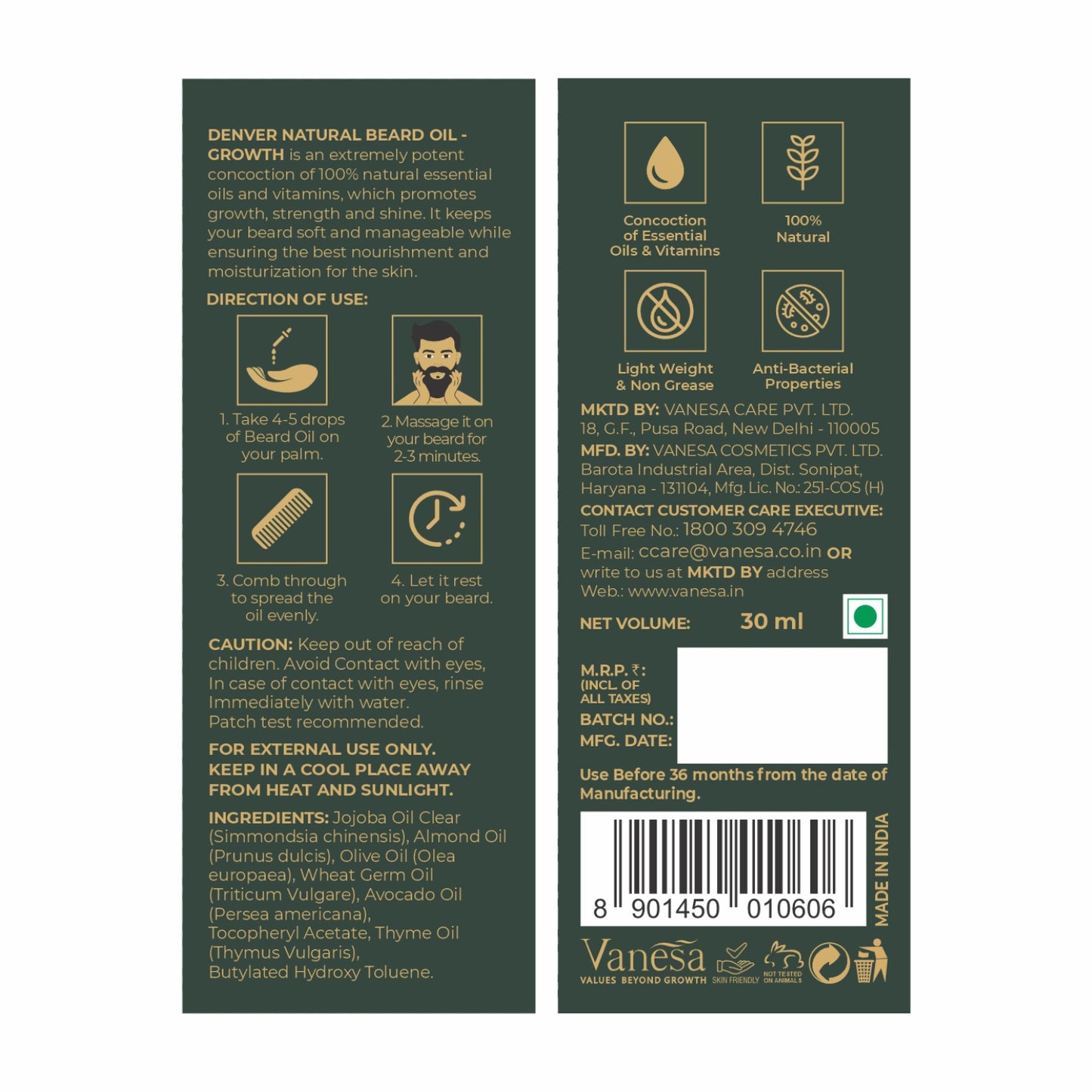 Denver Smooth Beard Oil Back Side