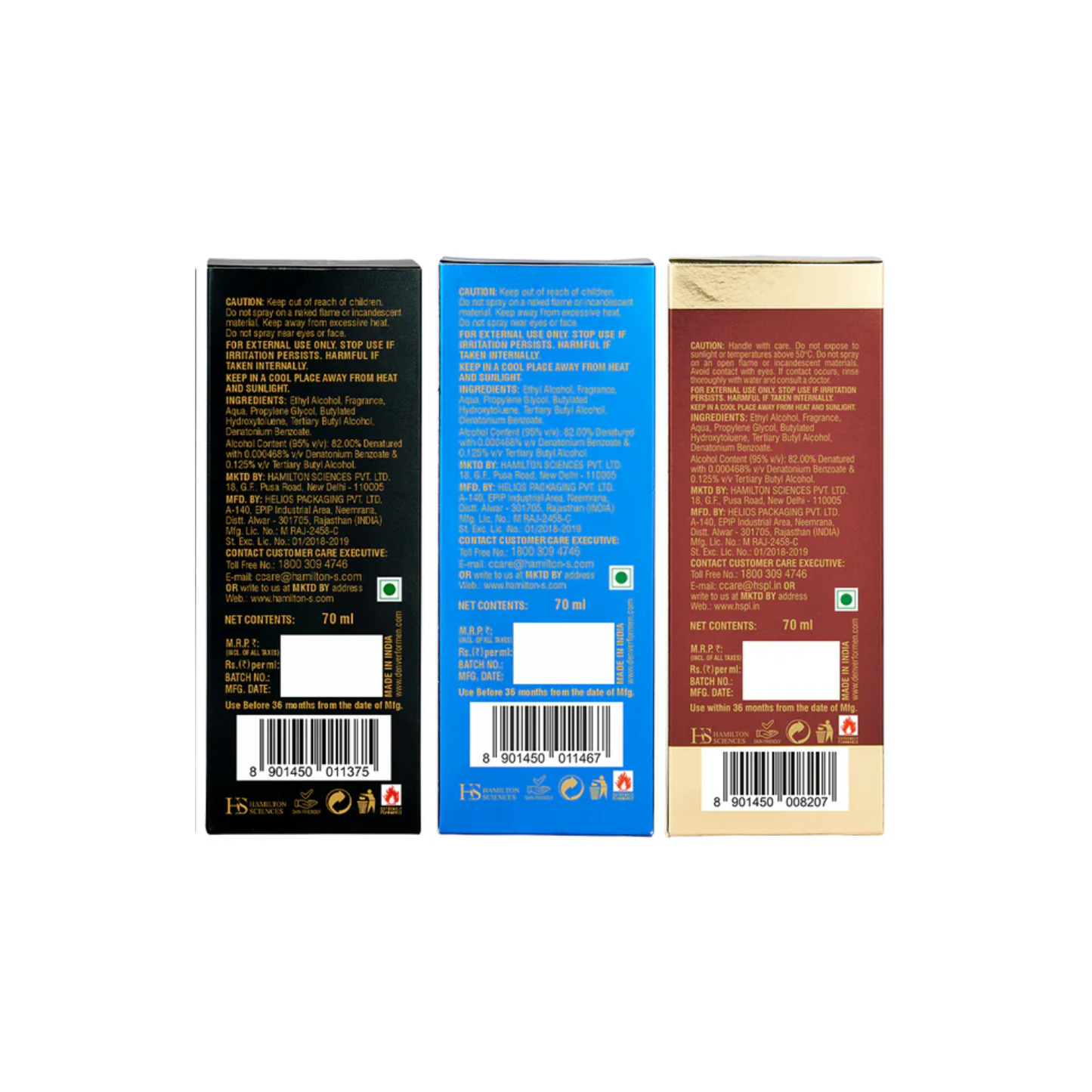 Denver Pack of 3 Perfumes (Champ + Goal + Honour) - 70ml Each - Sale