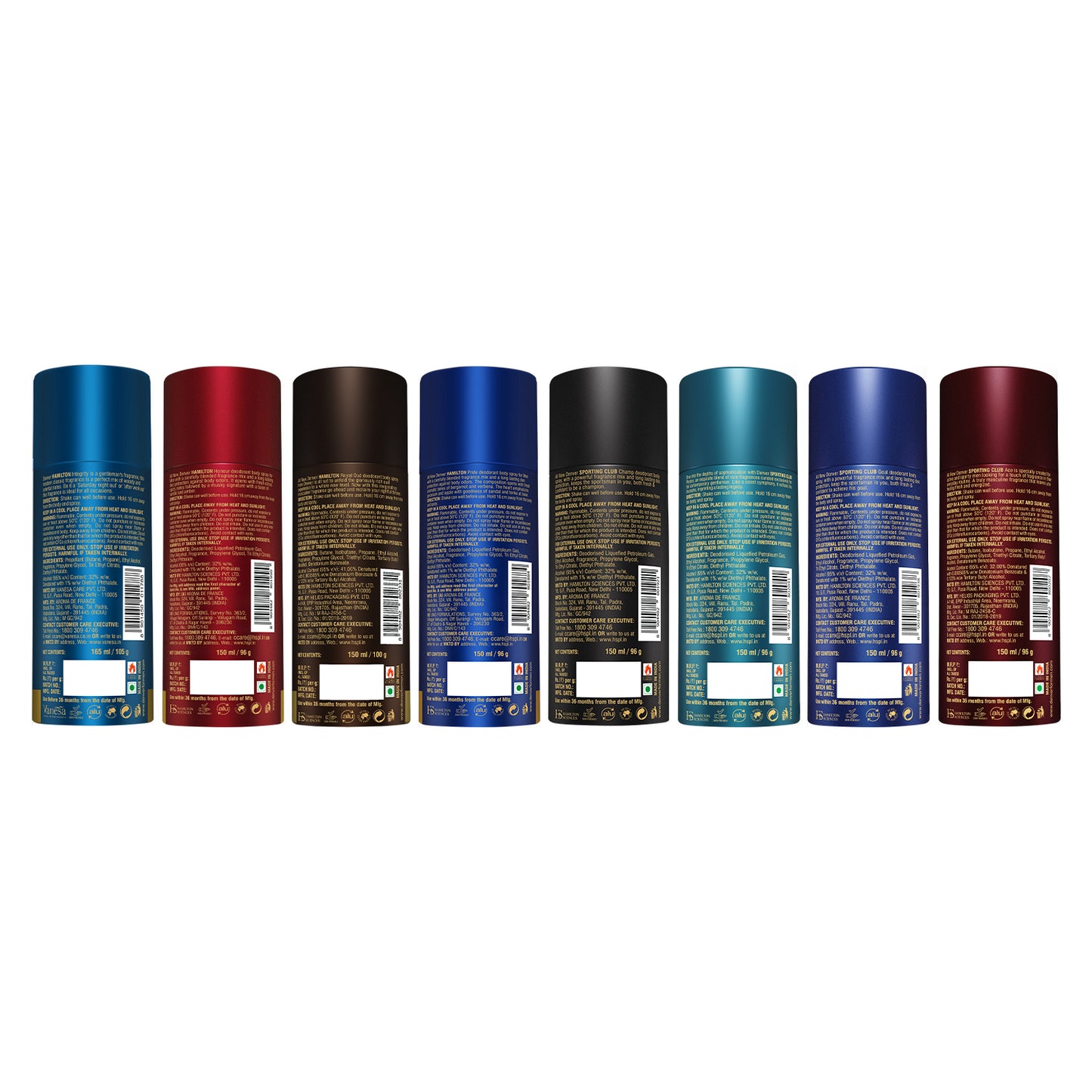 Denver Pack of 8 Deos (Phyton + Pride + Victor + Honour + Goal + Ace + Volt + Integrity) - 150/165ml Each