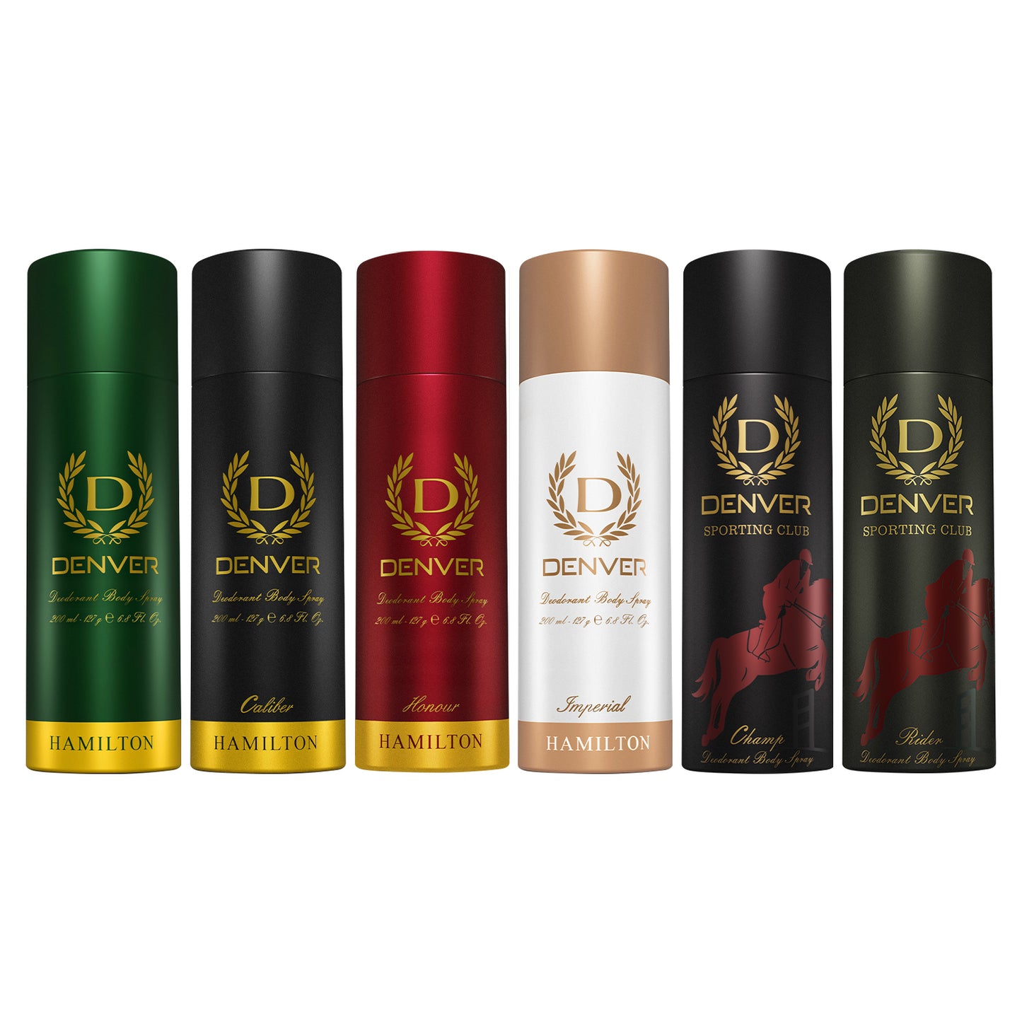 Denver Pack of 6 Deos (Hamilton + Caliber + Honour + Imperial + Champ + Pride) - 200ml Each -SALE
