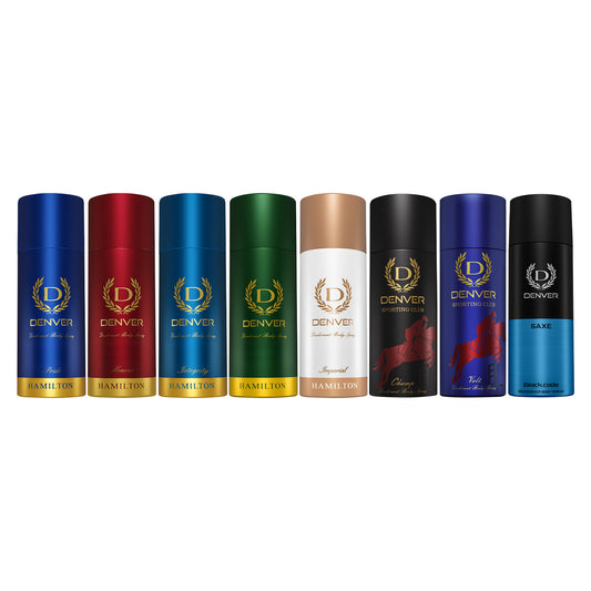 Denver Pack of 8 Deos (Volt+Pride+Integrity+Honour+Rider +Saxe+Hamilton+Champ) - 150/165ml