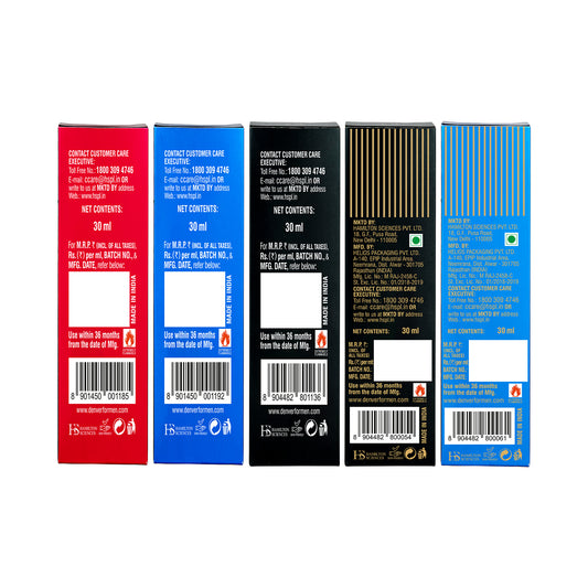 Denver Pack of 5 Perfumes (VIP Rush + Red Storm + Mogul + Chief + Blue Arctic) - 30ml Each