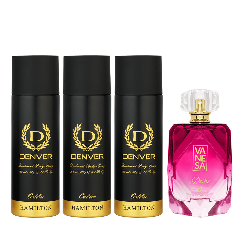 3 Caliber Deo 200ml and Desire Perfume 100ml Set