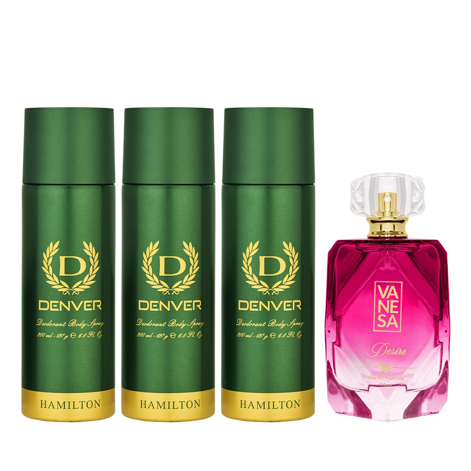 3 Hamilton Deo 200ml and Desire Perfume Vanesa 100ml Set