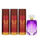 3 Honour Deo 200ml and Fantasy Perfume 100ml Set