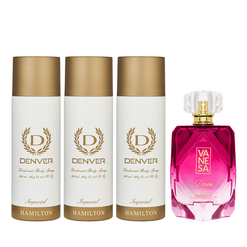 3 Imperial Deo 200ml and Desire Perfume 100ml Set