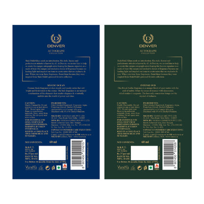 DENVER Pack of 2 SRK Autograph Perfume (Intense Oud + Mystic Ocean) - 60ml Each