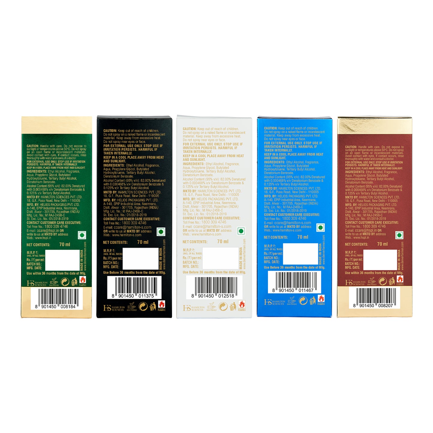 Denver Pack of 5 Perfumes (Hamilton + Goal + Champ + Honour + Victor) - 70ml Each