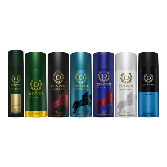 Denver Pack of 7 Deos (Saxe + Hamilton + Victor + SRK King 140ml + Phyton + Champ + Volt) - 150/165ml Each