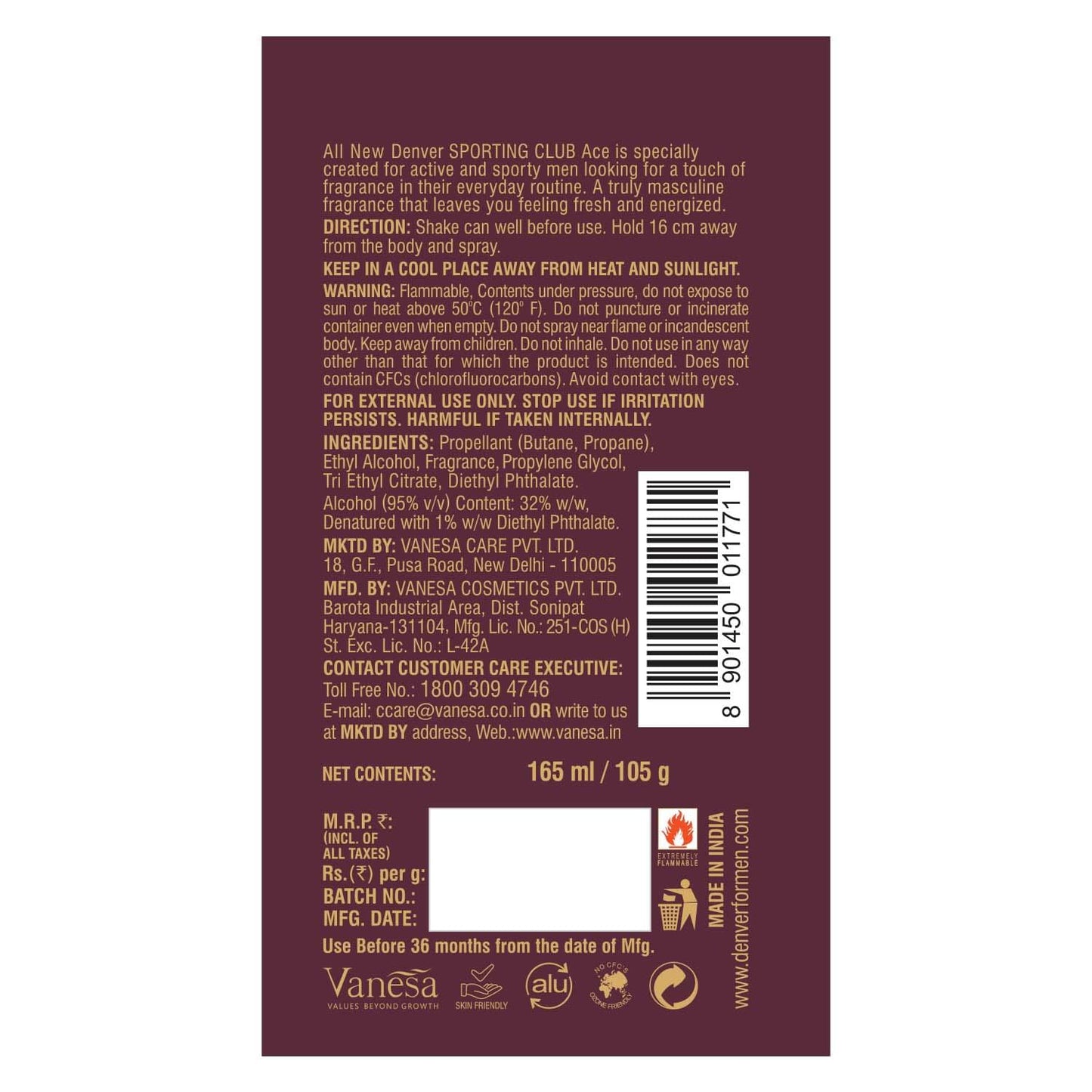 Back image of Denver deodorant ace