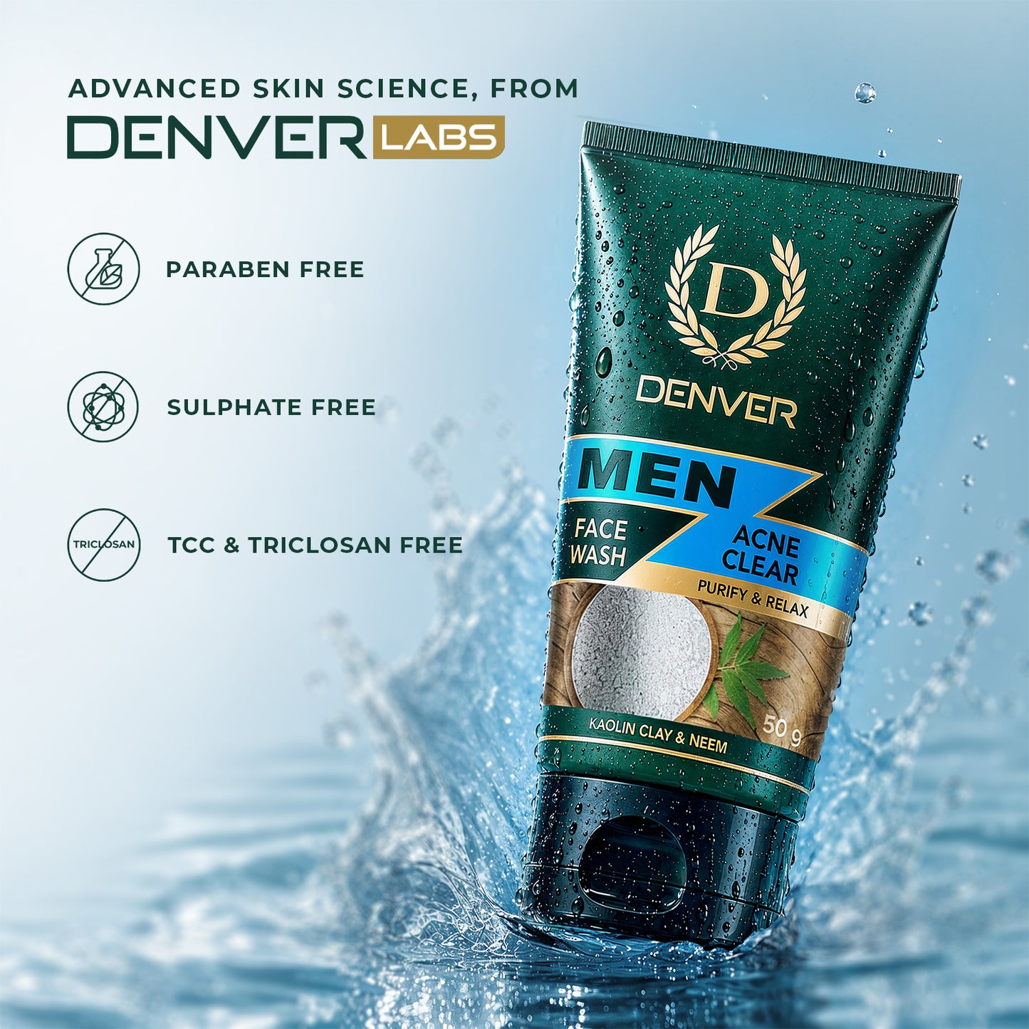 Acne Clear Face Wash 50GM | DENVER