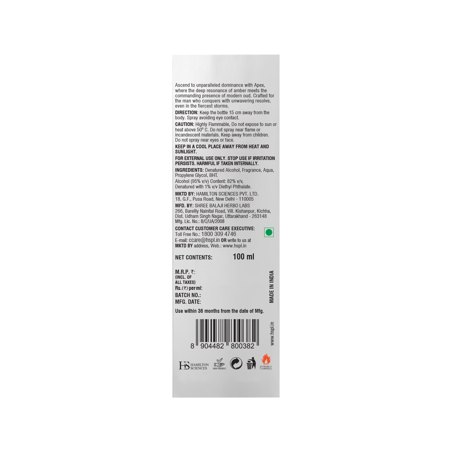 Apex 100ml Back Image