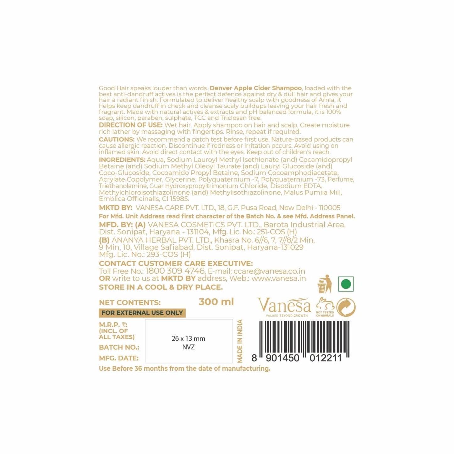 Denver Apple Cider Shampoo