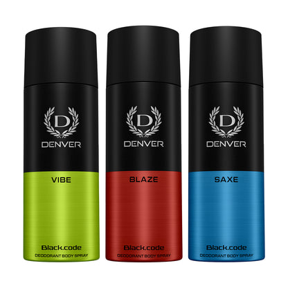 Pack of 3 Deos (Vibe + Blaze + Saxe) - 150ml Each | DENVER