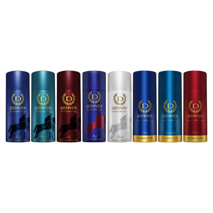 Denver Pack of 8 Deos (Phyton + Pride + Victor + Honour + Goal + Ace + Volt + Integrity) - 150/165ml Each -SALE