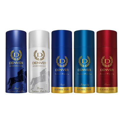 Denver Pack of 5 Deos (Victor + Goal + Integrity + Honour + Pride) - 150/165ml Each