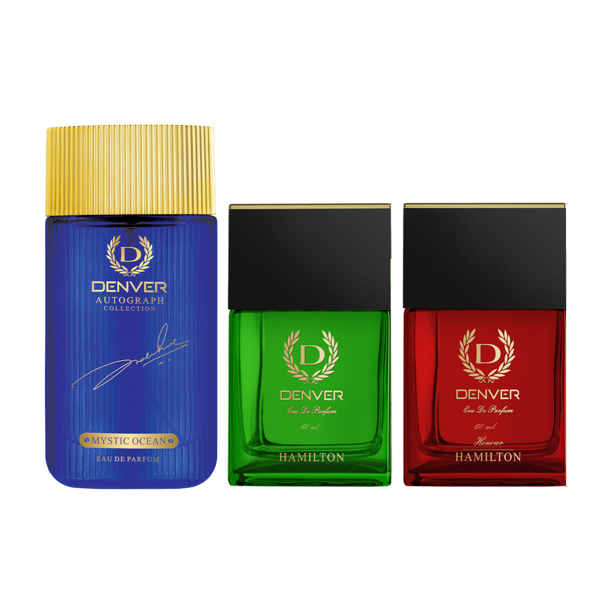 Denver Pack Of 3 Perfumes (Mystic Ocean + Hamilton + Honour) - 60ml Each