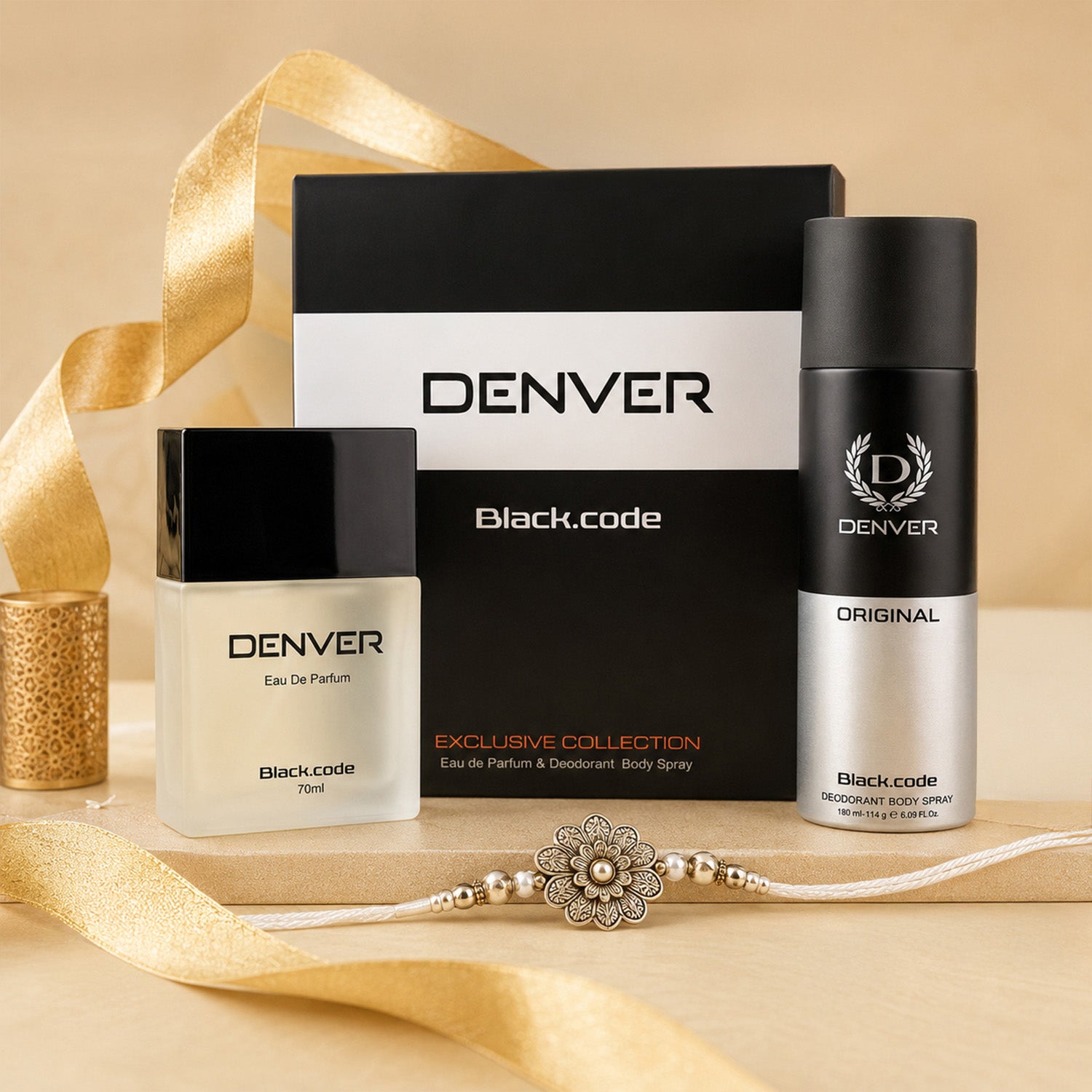 Black Code Premium Gift Pack | 70ml Perfume | 180 ml Deodorant | DENVER